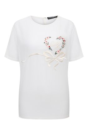 Женская шелковый топ DOLCE & GABBANA белого цвета по цене 75250 руб., арт. F74U9Z/G7XMH | Фото 1 Женская шелковый топ DOLCE & GABBANA белого цвета, арт. F74U9Z/G7XMH | Фото 1