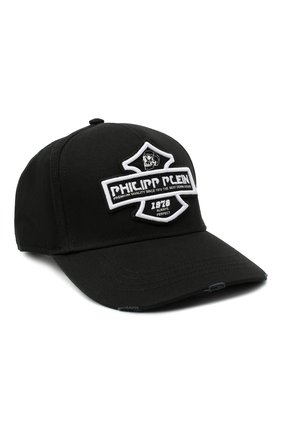 Мужской хлопковая бейсболка PHILIPP PLEIN черно-белого цвета по цене 23490 руб., арт. F20A UAC0039 PTE003N | Фото 1 Мужской хлопковая бейсболка PHILIPP PLEIN черно-белого цвета, арт. F20A UAC0039 PTE003N | Фото 1