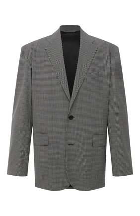 Мужской шерстяной пиджак BALENCIAGA серого цвета по цене 178000 руб., арт. 629328/TIT04 | Фото 1 Мужской шерстяной пиджак BALENCIAGA серого цвета, арт. 629328/TIT04 | Фото 1 (Рукава: Длинные; Материал внешний: Шерсть; Длина (для топов): Стандартные; Материал подклада: Купро; 1-2-бортные: Однобортные; Пиджаки М: Свободный; Случай: Повседневный; Стили: Минимализм)