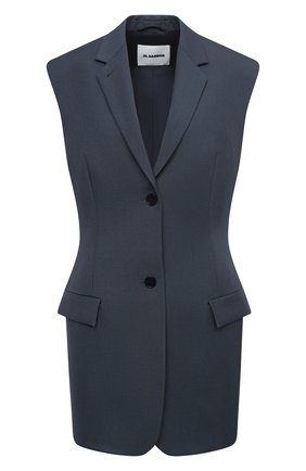 Женский шерстяной жилет JIL SANDER синего цвета по цене 132000 руб., арт. JSWR585010-WR201000 | Фото 1 Женский шерстяной жилет JIL SANDER синего цвета, арт. JSWR585010-WR201000 | Фото 1