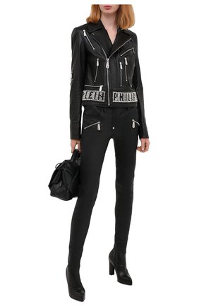 Женская кожаная куртка PHILIPP PLEIN черного цвета по цене 417390 руб., арт. F20C WLB0749 PLE010N | Фото 2 Женская кожаная куртка PHILIPP PLEIN черного цвета, арт. F20C WLB0749 PLE010N | Фото 2