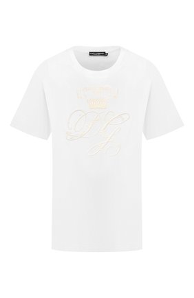 Женская хлопковая футболка DOLCE & GABBANA белого цвета по цене 49800 руб., арт. F8M66Z/G7XQL | Фото 1 Женская хлопковая футболка DOLCE & GABBANA белого цвета, арт. F8M66Z/G7XQL | Фото 1