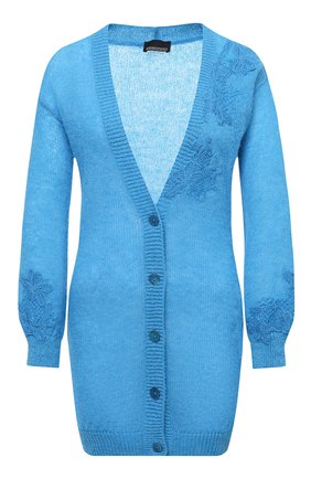 Женский шерстяной кардиган ERMANNO ERMANNO SCERVINO голубого цвета по цене 51900 руб., арт. 47T MG57 QUE | Фото 1 Женский шерстяной кардиган ERMANNO ERMANNO SCERVINO голубого цвета, арт. 47T MG57 QUE | Фото 1