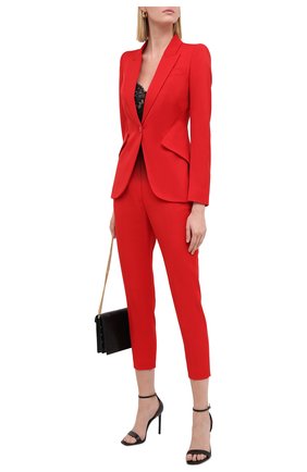 Женский шерстяной жакет ALEXANDER MCQUEEN красного цвета по цене 142500 руб., арт. 585442/QJAAC | Фото 2 Женский шерстяной жакет ALEXANDER MCQUEEN красного цвета, арт. 585442/QJAAC | Фото 2 (Длина (для топов): Стандартные; Материал внешний: Шерсть; Рукава: Длинные; Материал подклада: Купро; Женское Кросс-КТ: Жакет-одежда; Случай: Повседневный; Стили: Романтичный; 1-2-бортные: Однобортные)