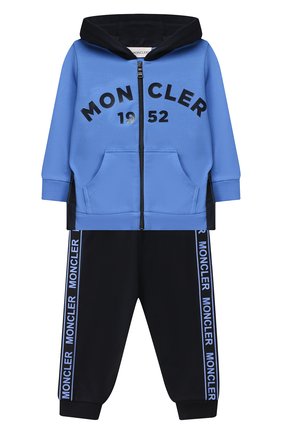 Детский комплект из толстовки и брюк MONCLER голубого цвета по цене 26300 руб., арт. F2-951-8M730-20-80996 | Фото 1 Детский комплект из толстовки и брюк MONCLER голубого цвета, арт. F2-951-8M730-20-80996 | Фото 1