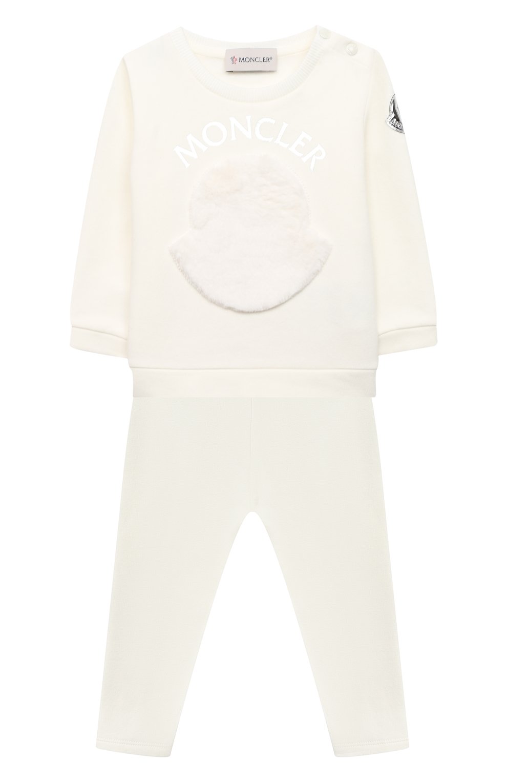 Детский комплект из свитшота и брюк MONCLER белого цвета, арт. F2-951-8M734-10-809EH | Фото 1