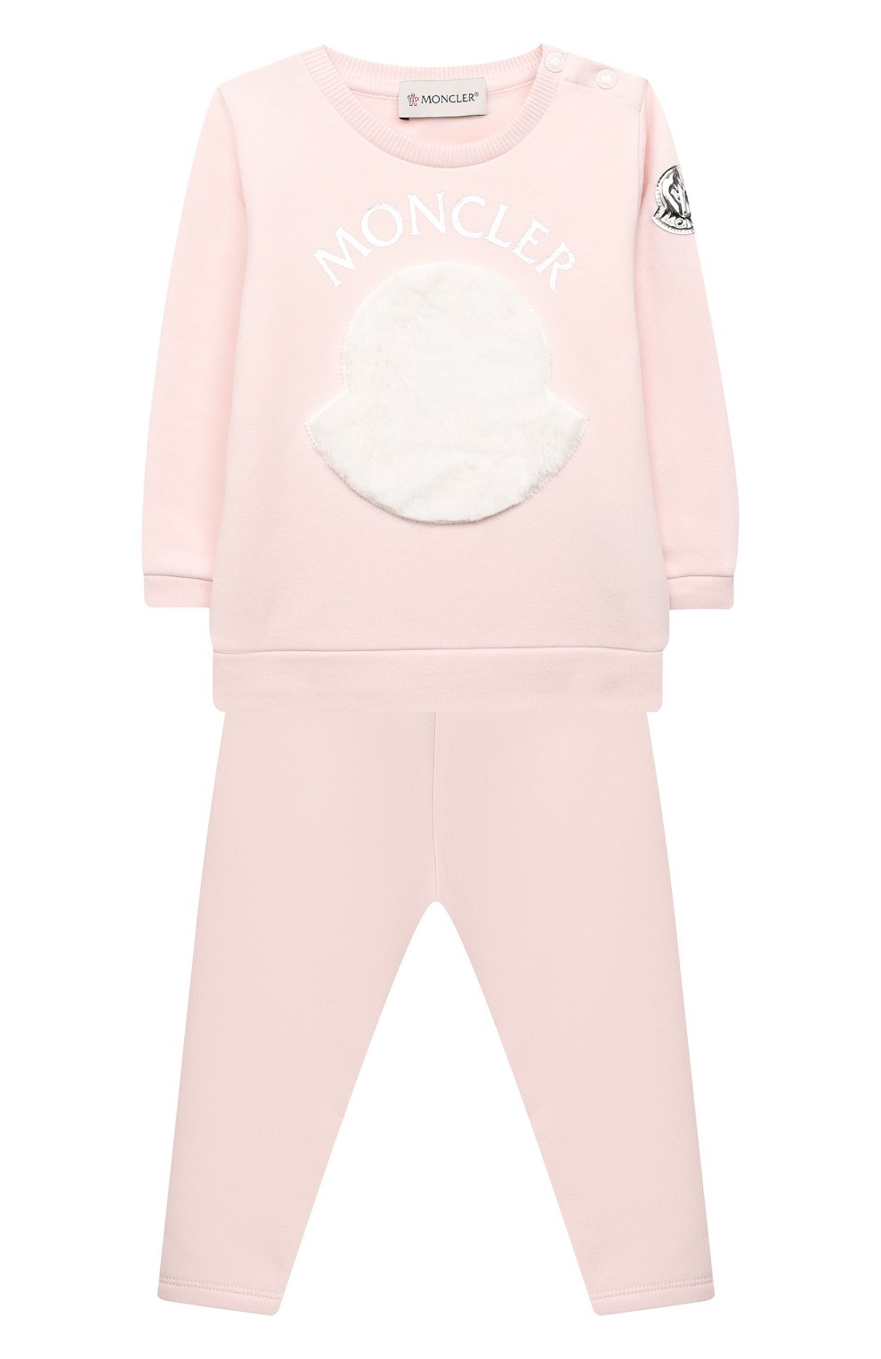 Детский комплект из свитшота и брюк MONCLER светло-розового цвета, арт. F2-951-8M734-10-809EH | Фото 1