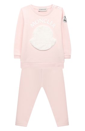Детский комплект из свитшота и брюк MONCLER светло-розового цвета по цене 20000 руб., арт. F2-951-8M734-10-809EH | Фото 1 Детский комплект из свитшота и брюк MONCLER светло-розового цвета, арт. F2-951-8M734-10-809EH | Фото 1