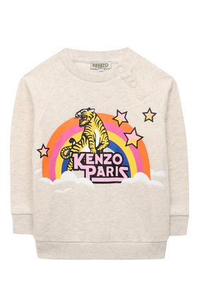 Детский хлопковый свитшот KENZO светло-серого цвета по цене 6920 руб., арт. KR15007 | Фото 1 Детский хлопковый свитшот KENZO светло-серого цвета, арт. KR15007 | Фото 1
