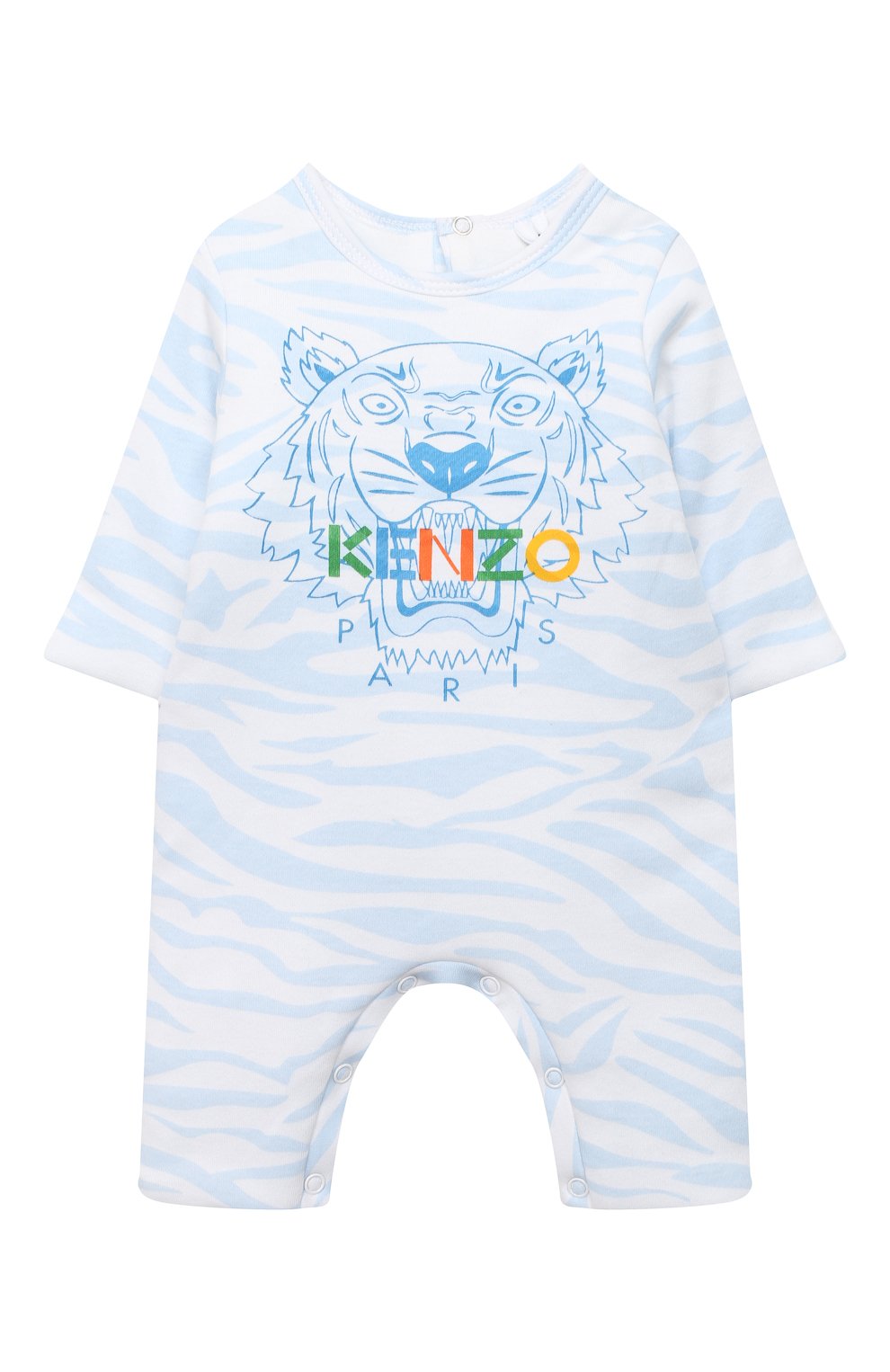 Детского хлопковый комбинезон с шапкой KENZO голубого цвета по цене 11710 руб., арт. KR99533 | Фото 2 Детского хлопковый комбинезон с шапкой KENZO голубого цвета, арт. KR99533 | Фото 2