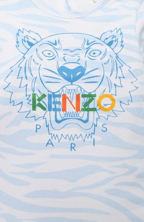 Детского хлопковый комбинезон с шапкой KENZO голубого цвета по цене 11710 руб., арт. KR99533 | Фото 6 Детского хлопковый комбинезон с шапкой KENZO голубого цвета, арт. KR99533 | Фото 6
