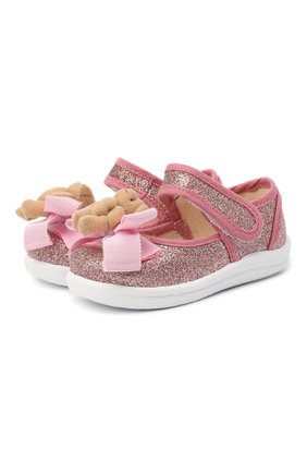Детские текстильные туфли MONNALISA розового цвета, арт. 836010 | Фото 1 (Материал внешний: Текстиль)