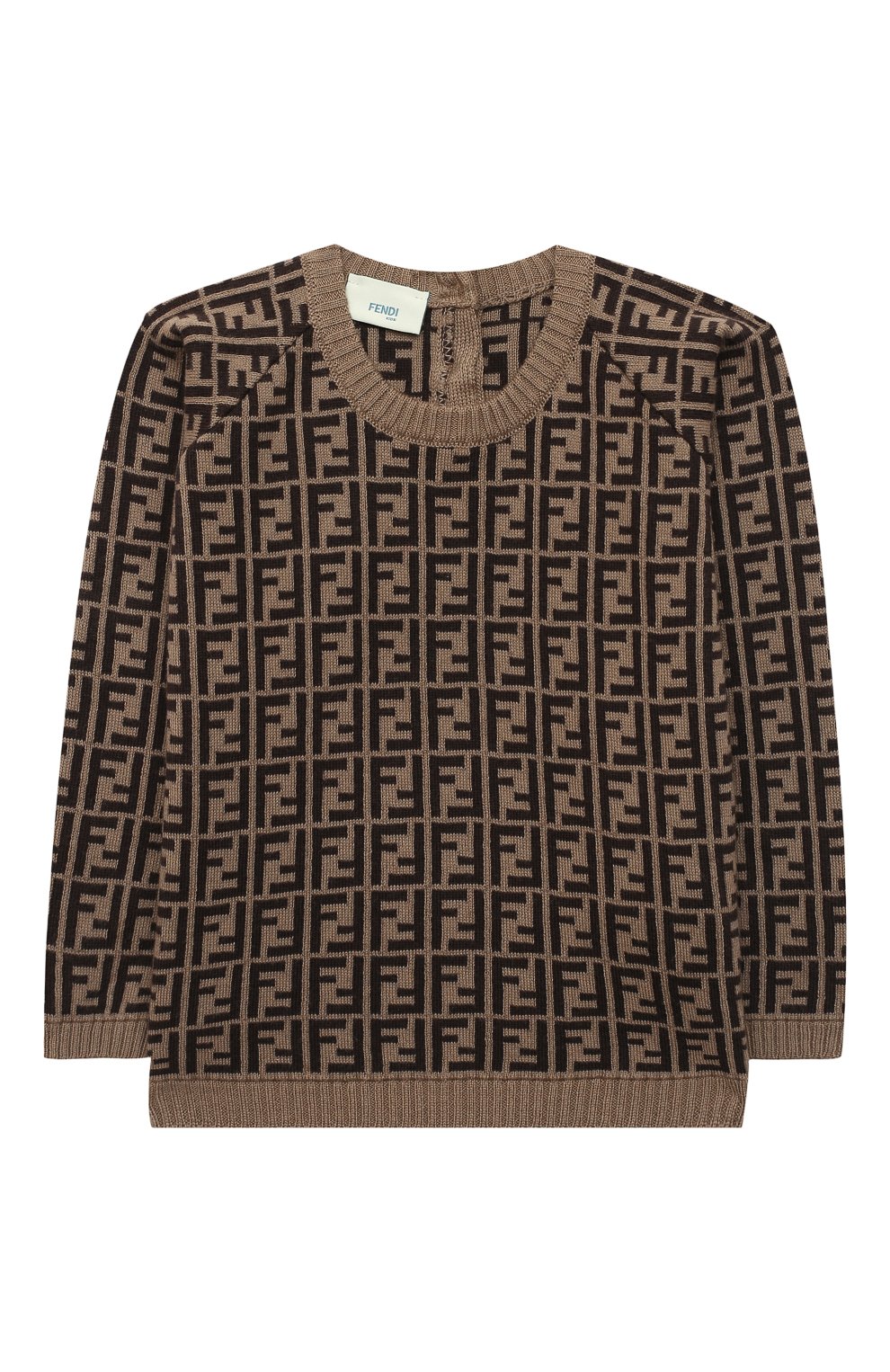 Детский хлопковый пуловер FENDI коричневого цвета, арт. BUG061/A3TE/12M-24M | Фото 1