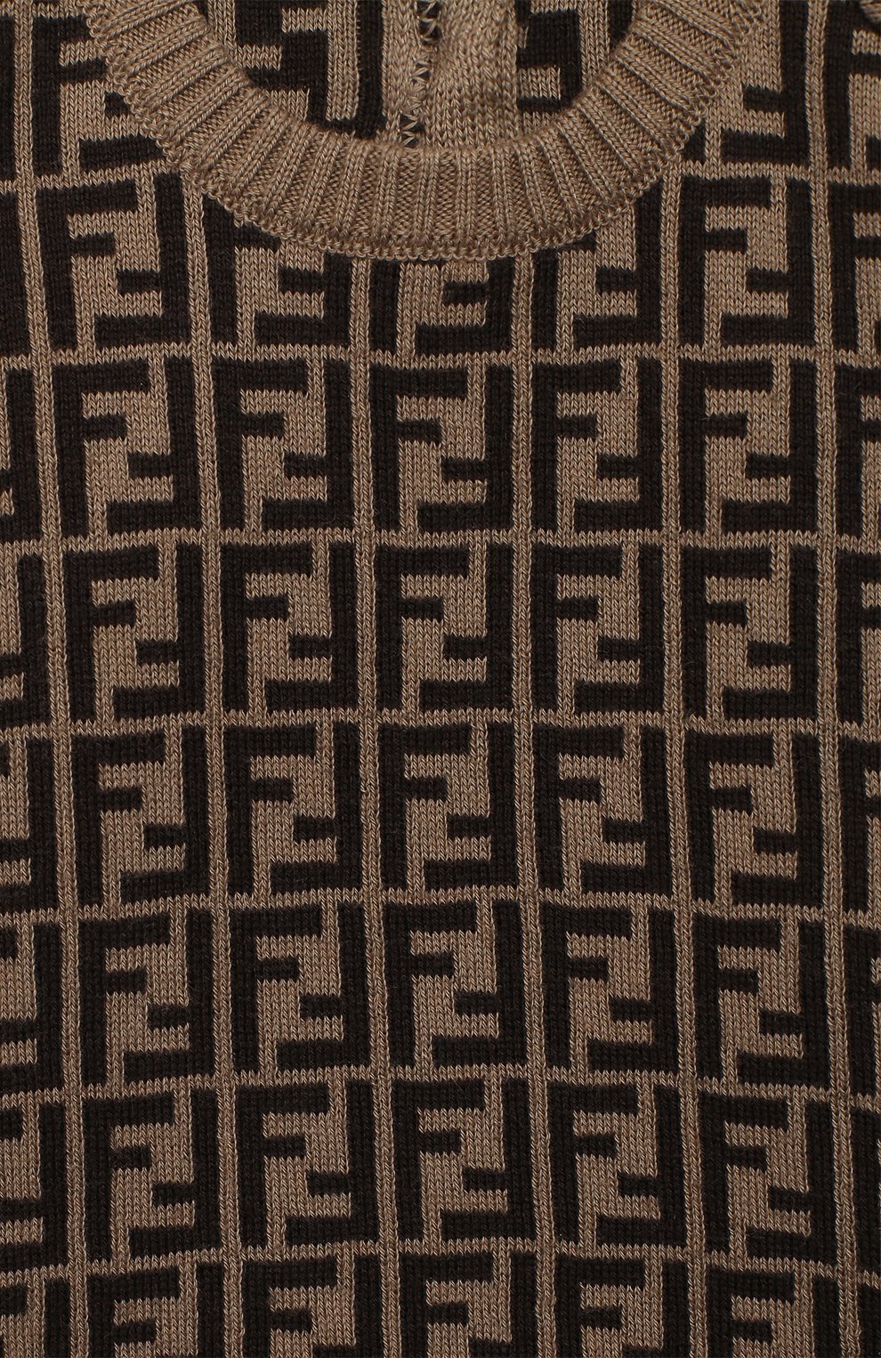 Детский хлопковый пуловер FENDI коричневого цвета по цене 27900 руб., арт. BUG061/A3TE/12M-24M | Фото 3 Детский хлопковый пуловер FENDI коричневого цвета, арт. BUG061/A3TE/12M-24M | Фото 3