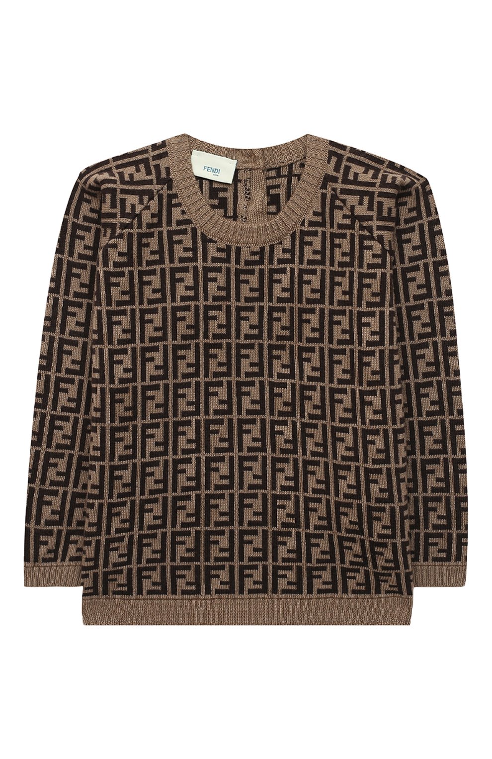 Детский хлопковый пуловер FENDI коричневого цвета, арт. BUG061/A3TE/3M-9M | Фото 1
