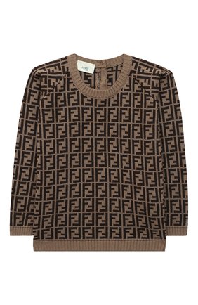Детский хлопковый пуловер FENDI коричневого цвета по цене 27900 руб., арт. BUG061/A3TE/3M-9M | Фото 1 Детский хлопковый пуловер FENDI коричневого цвета, арт. BUG061/A3TE/3M-9M | Фото 1