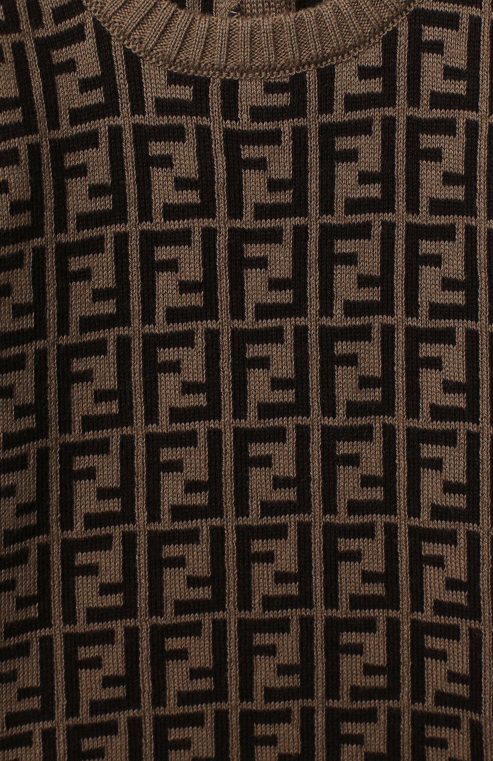 Детский хлопковый пуловер FENDI коричневого цвета по цене 27900 руб., арт. BUG061/A3TE/3M-9M | Фото 3 Детский хлопковый пуловер FENDI коричневого цвета, арт. BUG061/A3TE/3M-9M | Фото 3
