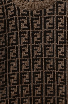 Детский хлопковый пуловер FENDI коричневого цвета по цене 27900 руб., арт. BUG061/A3TE/3M-9M | Фото 3 Детский хлопковый пуловер FENDI коричневого цвета, арт. BUG061/A3TE/3M-9M | Фото 3