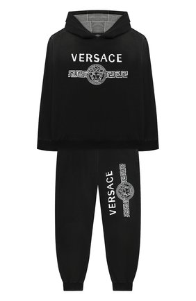 Детского комплект из худи и брюк VERSACE серого цвета по цене 38500 руб., арт. YD000293/A236454/8A-14A | Фото 1 Детского комплект из худи и брюк VERSACE серого цвета, арт. YD000293/A236454/8A-14A | Фото 1