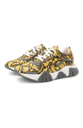 Детские кожаные кроссовки VERSACE золотого цвета по цене 44100 руб., арт. YHX00029/YB00376/34-40 | Фото 1 Детские кожаные кроссовки VERSACE золотого цвета, арт. YHX00029/YB00376/34-40 | Фото 1