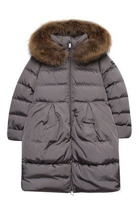 Детское пуховое пальто IL GUFO серого цвета по цене 49950 руб., арт. A20GP260N0031/10A-12A | Фото 1 Детское пуховое пальто IL GUFO серого цвета, арт. A20GP260N0031/10A-12A | Фото 1