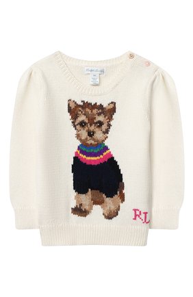 Детский хлопковый пуловер RALPH LAUREN белого цвета по цене 10700 руб., арт. 310800176 | Фото 1 Детский хлопковый пуловер RALPH LAUREN белого цвета, арт. 310800176 | Фото 1