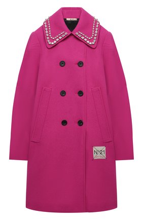 Детское двубортное пальто N21 фуксия цвета по цене 34300 руб., арт. N214C1/N0084/N21J28F | Фото 1 Детское двубортное пальто N21 фуксия цвета, арт. N214C1/N0084/N21J28F | Фото 1