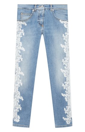 Детские джинсы ERMANNO SCERVINO голубого цвета по цене 24350 руб., арт. 47I JL04 JNS/10-16 | Фото 1 Детские джинсы ERMANNO SCERVINO голубого цвета, арт. 47I JL04 JNS/10-16 | Фото 1 (Материал внешний: Хлопок; Кросс-КТ: джинсы; Ростовка одежда: 10 - 11 лет | 140 - 146см, 12 лет | 152 см)