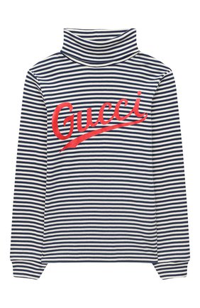 Детская хлопковая водолазка GUCCI темно-синего цвета по цене 14900 руб., арт. 617001/XJCPN | Фото 1 Детская хлопковая водолазка GUCCI темно-синего цвета, арт. 617001/XJCPN | Фото 1