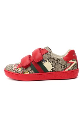 Детские кеды GUCCI красного цвета по цене 23200 руб., арт. 463090/2DW10 | Фото 2 Детские кеды GUCCI красного цвета, арт. 463090/2DW10 | Фото 2