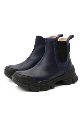 Детские кожаные ботинки GUCCI синего цвета, арт. 629739/DTN50 | Фото 1 (Материал внутренний: Натуральная кожа; Материал внешний: Кожа; Региональные ограничения белый список (Axapta Mercury): RU)