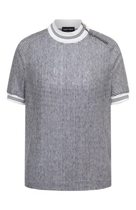 Женский льняной топ GIORGIO ARMANI синего цвета по цене 63400 руб., арт. 6HAM87/AJMMZ | Фото 1 Женский льняной топ GIORGIO ARMANI синего цвета, арт. 6HAM87/AJMMZ | Фото 1