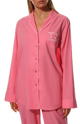 Женская хлопковая пижама NATAYAKIM розового цвета, арт. NY-025BW | Фото 3 (Рукава: Длинные; Длина Ж (юбки, платья, шорты): Мини; Длина (брюки, джинсы): Стандартные; Длина (для топов): Удлиненные; Материал внешний: Хлопок)