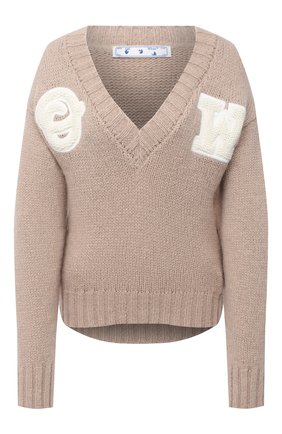 Женская шерстяной свитер OFF-WHITE бежевого цвета по цене 58350 руб., арт. 0WHD014E20KNI0016201 | Фото 1 Женская шерстяной свитер OFF-WHITE бежевого цвета, арт. 0WHD014E20KNI0016201 | Фото 1