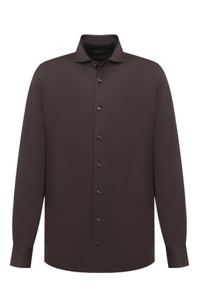 Мужская хлопковая рубашка VAN LAACK коричневого цвета, арт. M-PER-L/180031/3XL | Фото 1 (Материал внешний: Хлопок; Длина (для топов): Стандартные; Рукава: Длинные; Случай: Повседневный; Рубашки М: Regular Fit; Стили: Кэжуэл; Мужское Кросс-КТ: Рубашка-одежда; Принт: Однотонные; Воротник: Акула; Манжеты: На пуговицах)