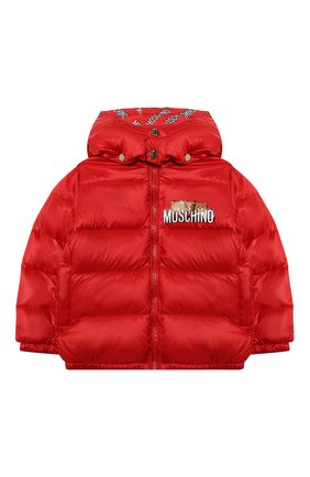 Детского пуховая куртка MOSCHINO красного цвета по цене 32400 руб., арт. MXS015/L3A32 | Фото 1 Детского пуховая куртка MOSCHINO красного цвета, арт. MXS015/L3A32 | Фото 1