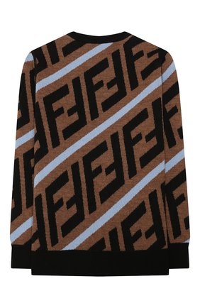 Детский шерстяной пуловер FENDI бежевого цвета по цене 72600 руб., арт. JMG066/A8L7/3A-6A | Фото 2 Детский шерстяной пуловер FENDI бежевого цвета, арт. JMG066/A8L7/3A-6A | Фото 2 (Материал внешний: Шерсть; Рукава: Длинные; Мальчики Кросс-КТ: Пуловер-одежда; Региональные ограничения белый список (Axapta Mercury): RU; Ростовка одежда: 4 года | 104 см, 5 лет | 110 см, 6 лет | 116 см)