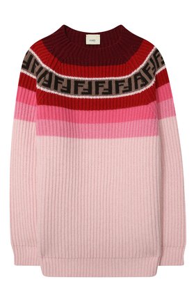 Детский пуловер из шерсти и вискозы FENDI розового цвета по цене 46900 руб., арт. JUG005/GM4/8A-12+ | Фото 1 Детский пуловер из шерсти и вискозы FENDI розового цвета, арт. JUG005/GM4/8A-12+ | Фото 1