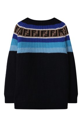 Детский пуловер из шерсти и вискозы FENDI синего цвета по цене 42850 руб., арт. JUG005/GM4/3A-6A | Фото 2 Детский пуловер из шерсти и вискозы FENDI синего цвета, арт. JUG005/GM4/3A-6A | Фото 2