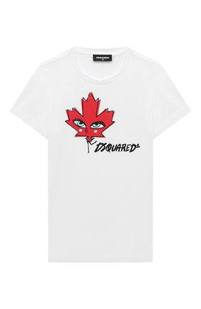Детская хлопковая футболка DSQUARED2 белого цвета по цене 7220 руб., арт. DQ04BS-D00X0 | Фото 1 Детская хлопковая футболка DSQUARED2 белого цвета, арт. DQ04BS-D00X0 | Фото 1
