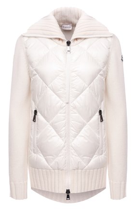 Женский шерстяной кардиган MONCLER белого цвета по цене 70700 руб., арт. F2-093-9B516-00-A9197 | Фото 1 Женский шерстяной кардиган MONCLER белого цвета, арт. F2-093-9B516-00-A9197 | Фото 1