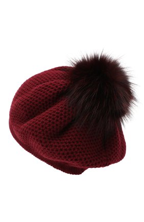 Женская кашемировая шапка INVERNI бордового цвета, арт. 4732CMG1 | Фото 2 (Материал: Шерсть, Кашемир, Текстиль)