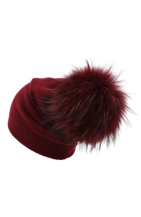 Женская кашемировая шапка INVERNI темно-бордового цвета, арт. 4943CM | Фото 2 (Материал: Кашемир, Шерсть, Текстиль)