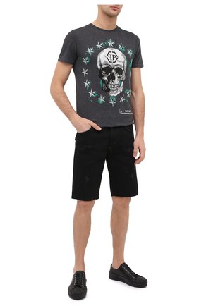 Мужские джинсовые шорты PHILIPP PLEIN черного цвета по цене 41550 руб., арт. F20C MDT2245 PDE004N | Фото 2 Мужские джинсовые шорты PHILIPP PLEIN черного цвета, арт. F20C MDT2245 PDE004N | Фото 2