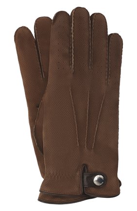 Мужские кожаные перчатки BRUNELLO CUCINELLI коричневого цвета, арт. MPMT93608 | Фото 1 (Мужское Кросс-КТ: Кожа и замша; Материал: Натуральная кожа)