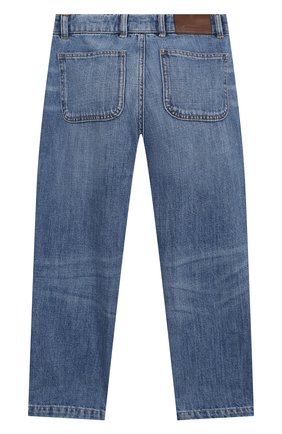 Детские джинсы BRUNELLO CUCINELLI голубого цвета, арт. B0Z37D302A | Фото 2 (Материал внешний: Хлопок; Детали: Потертости; Ростовка одежда: 4 года | 104 см, 6 лет | 116 см)
