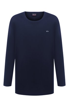 Мужская хлопковый лонгслив PAUL&SHARK темно-синего цвета по цене 13750 руб., арт. C0P1093/C00/3XL-6XL | Фото 1 Мужская хлопковый лонгслив PAUL&SHARK темно-синего цвета, арт. C0P1093/C00/3XL-6XL | Фото 1