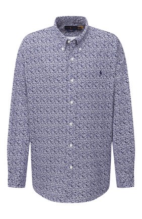 Мужская хлопковая рубашка POLO RALPH LAUREN синего цвета по цене 16550 руб., арт. 711781390/PRL BS | Фото 1 Мужская хлопковая рубашка POLO RALPH LAUREN синего цвета, арт. 711781390/PRL BS | Фото 1 (Материал внешний: Хлопок; Рукава: Длинные; Случай: Повседневный; Рубашки М: Classic Fit; Стили: Кэжуэл; Big sizes: Big Sizes; Воротник: Button down; Принт: С принтом; Манжеты: На пуговицах; Мужское Кросс-КТ: Рубашка-одежда; Длина (для топов): Удлиненные)