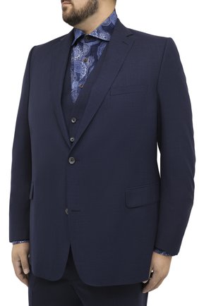 Мужской шерстяной костюм-тройка EDUARD DRESSLER синего цвета по цене 112500 руб., арт. N283/16029 | Фото 2 Мужской шерстяной костюм-тройка EDUARD DRESSLER синего цвета, арт. N283/16029 | Фото 2