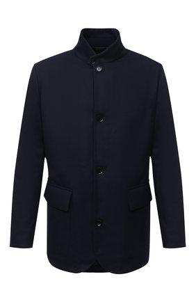Мужская шерстяная куртка LORO PIANA темно-синего цвета, арт. FAL2232 | Фото 1 (Рукава: Длинные; Материал внешний: Шерсть; Материал подклада: Шелк; Мужское Кросс-КТ: Куртка-верхняя одежда, Верхняя одежда, шерсть и кашемир; Стили: Кэжуэл; Кросс-КТ: Куртка; Длина (верхняя одежда): До середины бедра)